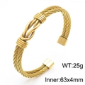 Bracelet jonc ouvert à motif de corde torsadée en finition dorée polie pour homme - Style Nœud (KB170128-KLHQ) / Doré