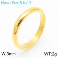 Minimalist 3mm gold stainless steel ring with a polished finish and lightweight design - Gold Style (KR107969-K)