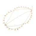 Bohemian multi-layer gold metal head chain with round sequins on a white background - Gold