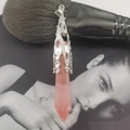 Colgante de punta de cristal naranja con engaste de metal plateado para mujer - Piedra Roja Sandía (Sin Cadena)