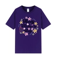Purple Mother's Day T-shirt with Happy Mother's Day floral print in a crew neck style - Purple 318