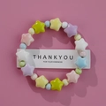 Colorful ceramic bracelet with pentagram beads and round beads on a display card - 1586-12 Colorful Pentagrams