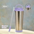 830ml dubbellaagse thermosfles van puur titanium met paars handvat en uitschuifbaar rietje - 830ml / Taropaars