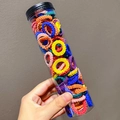 Elastische Haargummis im bunten Flecht-Design in einer transparenten Zylinderflasche - Morandi-Farben Wellig 100 Stk. mit Dose