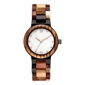 Reloj de madera multicolor para mujer con esfera de nácar y números romanos - Madera Colorida Esfera Blanca