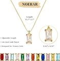 Detail of 14K gold plated necklace showing dimensions and multiple color options - April White Zirconia