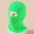 Neon green knitted balaclava mask for outdoor skiing with single eye opening design - High Elasticity / Fluorescent Green
