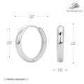 Detailansicht der 925er Sterlingsilber Creolen mit präzisen Größenmessungen - 14mm / Silber