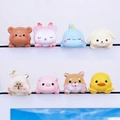 Set of 8 cute cartoon animal mini figures for car dashboard and monitor decoration - Set of 8 Papa Animals
