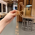 Elegant gold butterfly hair claw clip with long champagne crystal tassel and pearls - Crystal Tassel Butterfly / Gold
