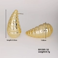 Polished gold spiral cone earrings with 3.33cm length and mirrored finish texture - Gold Spiral Cone (E01595-10)