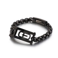 Hip hop black box chain bracelet with 18K gold plated geometric cross pendant for men - Matte Black (KB132429-KFC)