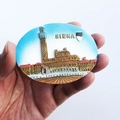 Handcrafted 3D Siena Italy souvenir fridge magnet featuring Piazza del Campo landmark - Oval Siena Landmark