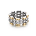 Two-tone silver and gold stainless steel watch band chain ring for men's fashion jewelry - Gold & Silver