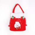 Weihnachtliche Geschenktasche mit Schneemann-Motiv aus weichem Stoff und Stechpalmen-Deko - Schneemann-Stil