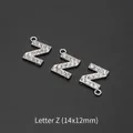 Silver alloy letter Z charm with white rhinestones for DIY jewelry making (14x12mm) - Letter Z (10 Pcs)