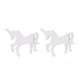 Cute silver unicorn stud earrings with polished metallic finish for women and kids - Unicorn / Steel