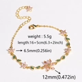 Elegante bracciale a catena con fiori dorati, petali in zircone rosa e chiusura a moschettone - Bracciale-Oro Rosa Zircone