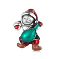 S925 sterling silver Santa Claus charm with colorful enamel for Christmas bracelets - Classic Santa Claus