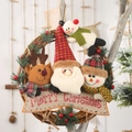 Ghirlanda natalizia in rattan con renne, Babbo Natale e scritta Merry Christmas - Anello in Rattan con 4 Bambole Stile Babbo Natale Pupazzo di Neve Renna
