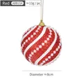 Sparkly red Christmas ball ornament with white bead spiral and gold hanging string - Diagonal Stripe Foam Ball Style A