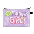 Purple fabric birthday coin purse with Happy Birthday text and black zipper closure - Purple Birthday Girl Style (23)