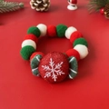 Collier de Noël pour animaux avec pompons rouge-vert-blanc et breloque flocon de neige - XS (1-2kg) / Collier Décoration Bonbon