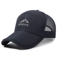 Berretto sportivo blu scuro ad asciugatura rapida con logo montagna e mesh traspirante - Blu navy