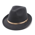 Close-up of a charcoal grey fedora hat with a golden metallic buckle strap detail - M (56-58cm) / Dark Gray