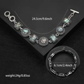 Natural abalone shell bracelet in vintage silver style on black geometric display stand - Antique Silver