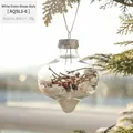 Pallina di Natale a cipolla trasparente da 6cm con neve e rami decorativi - 8CM Palla a Cipolla Trasparente Bacca Bianca