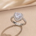 Bague ajustable en argent avec zircon en forme de cœur et petits diamants brillants - Bague Coeur Zircon Argent Blanc (8852)