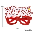 Occhiali natalizi glitterati rossi con corna Happy New Year e misure del prodotto - Lettere Happy New Year