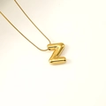 Balloon-style gold letter Z pendant necklace with starburst engraving and snake chain - Letter Z (S-P062-Z)