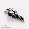 Detail of silver viking bird skull pendant made of stainless steel weighing 33g - Steel Color Pendant Only Textured