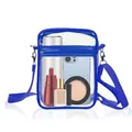 Blue transparent PVC crossbody bag with adjustable strap and front zipper pocket - Small Bag (15*4.6*20cm) / Blue