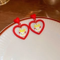 Orecchini a cuore rosso festivi con ciondolo a cervo bianco e maglie in metallo oro - Stile Cervo Cuore Rosso (27# Perno per orecchini in argento-Cuore Rosso Forma di Drago)