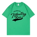 Bright green cotton t-shirt with Philadelphia Fathers Day Run print, relaxed fit style - Green 318