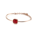 Bracciale rigido oro rosa con zircone rosso quadrato e chiusura a moschettone - Stile Rosso Rubino (KB120127-KHY)