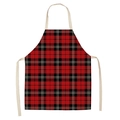 Waterproof Christmas apron featuring red and black plaid pattern with beige neck strap - Red Black White Plaid (WQ02-16)