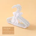 White decorative pearl clothes hanger with silk bow for pet or baby clothing - 20cm / White