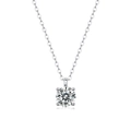 Elegant S925 sterling silver necklace featuring a sparkling round 4-prong solitaire pendant - (s925 Silver + Sn13032-65/1 Carat/6.5mm) / Chain Length 40cm + 5cm (extension Chain)