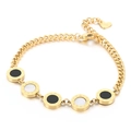 Bracciale a catena d'oro con numeri romani e ciondoli neri e bianchi in acciaio inossidabile - Stile Classico con Numeri Romani Patchwork Nero Bianco (KB169297-MW)