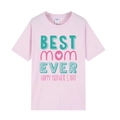T-shirt rose col rond pour femme avec imprimé coloré Best Mom Ever pour la fête des mères - XS / Hauts / Rose