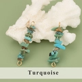 Natural turquoise stone charms with gold wire wrap for handmade jewelry DIY designs - 13S Turquoise (Set of 4)