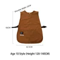 Brown waterproof kids apron size guide for age 10 with 60cm length and 42.5cm width - 10-Year-Old Style Vest Apron - Brown (Height 120-140cm)