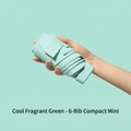 Mini portable 6-rib flat folding sun umbrella in mint green for UV protection - Cold Fragrance Green