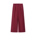 Women's burgundy high waist wide leg suit trousers with tailored pleats and straight cut - S / Wine Red Pants