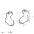Irregular fluid line stainless steel stud earrings with silver high polish finish - Silver Style (TE60288-S)