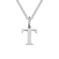 Elegant silver stainless steel necklace with a classic serif letter T initial pendant - Letter T / Steel Color